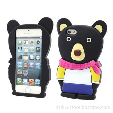 3D Soft Silicone Cover Case for iPhone 5, Cute Little Bear Shaped, Comes in Light Blue